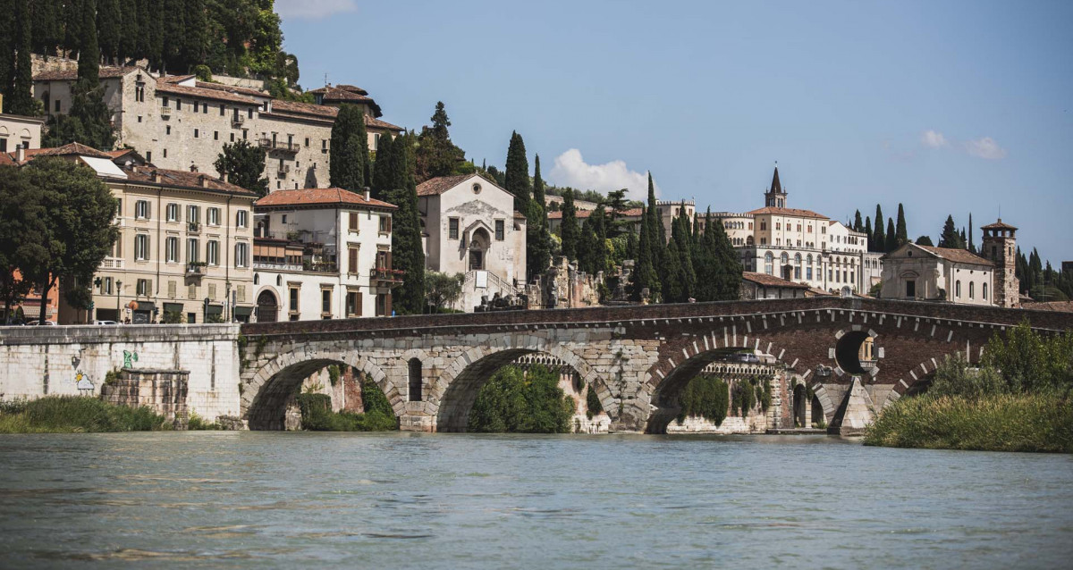 Stone bridge with the view of Roman Theater