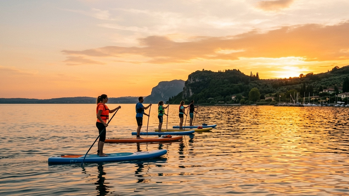 Expérience de SUP au coucher du soleil depuis Manerba