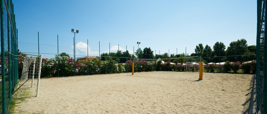 Beach volley field, ping pong tables and table-football